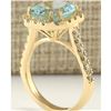 Image 3 : 4.72 CTW Natural Aquamarine And Diamond Ring In 14k Yellow Gold
