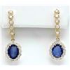 Image 1 : 4.77 CTW Natural Sapphire 14K Solid Yellow Gold Diamond Earrings
