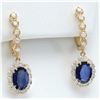 Image 2 : 4.77 CTW Natural Sapphire 14K Solid Yellow Gold Diamond Earrings