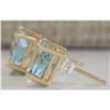 Image 3 : 2.11 CTW Natural Blue Aquamarine Earrings In 18K Yellow Gold