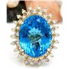 Image 1 : 32.00 CTW Natural Topaz 14K Solid Yellow Gold Diamond Ring
