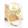 Image 4 : 12.95 mm Gold South Sea Pearl 14K Solid Yellow Gold Diamond Ring