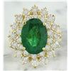 Image 1 : 7.10 CTW Emerald 18K Yellow Gold Diamond Ring