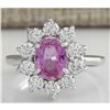 Image 1 : 2.30 CTW Natural Pink Ceylon Sapphire Diamond Ring 14K Solid White Gold