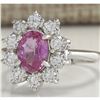 Image 2 : 2.30 CTW Natural Pink Ceylon Sapphire Diamond Ring 14K Solid White Gold