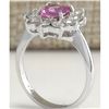 Image 3 : 2.30 CTW Natural Pink Ceylon Sapphire Diamond Ring 14K Solid White Gold