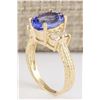 Image 3 : 4.10 CTW Natural Tanzanite And Diamond Ring In 14k Yellow Gold