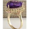 Image 3 : 14.31 CTW Natural Amethyst And Diamond Ring In 18K Solid Yellow Gold