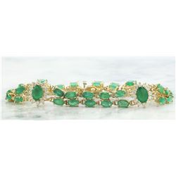 12.50 CTW Emerald 18K Yellow Gold Diamond Bracelet
