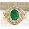 Image 1 : 3.63 CTW Natural Emerald And Diamond Ring In 18K Yellow Gold