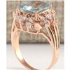 Image 3 : 2.83 CTW Natural Blue Aquamarine Diamond Ring 18K Solid Rose Gold