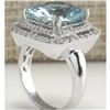 Image 3 : 6.92 CTW Natural Aquamarine And Diamond Ring In 14K Solid White Gold