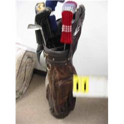 golf bag with old drivers