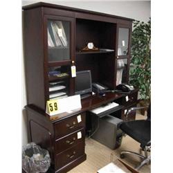 Mahogany rear wall computer desk with b