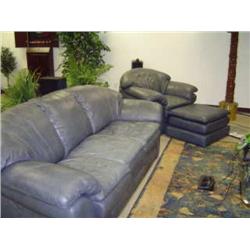 overstuffed leather sofa and matching l