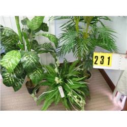 3 silk plants in pots