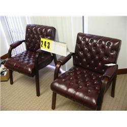 pair maroon leather waiting room chair