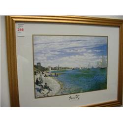 framed Monet print  the beach at St Ad