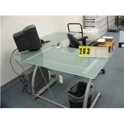 glass top l shaped modern style compute