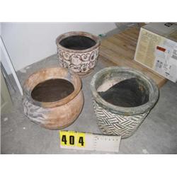 grouping of 3 ceramic pottery flower po