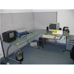 glass top modern style computer desk wi