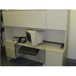 computer desk with overhead cabinets