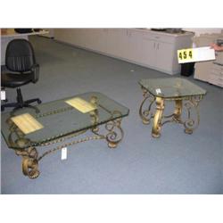 Wrought iron with glass top cocktail an