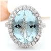 Image 1 : 7.5 CTW Natural Aquamarine 18K Solid White Gold Diamond Ring