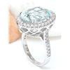 Image 4 : 7.5 CTW Natural Aquamarine 18K Solid White Gold Diamond Ring