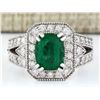 Image 1 : 3.17 CTW Natural Emerald 14K Solid White Gold Diamond Ring