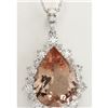 Image 1 : 13.42 CTW Natural Morganite And Diamond Pendant In 18K Solid White Gold
