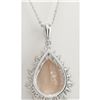 Image 3 : 13.42 CTW Natural Morganite And Diamond Pendant In 18K Solid White Gold