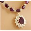 Image 3 : 46.40 CTW Ruby 14K Yellow Gold Diamond Necklace