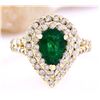 Image 1 : 3.00 CTW Natural Emerald 18K Solid Yellow Gold Diamond Ring