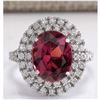 Image 1 : 4.47 CTW Natural Pink Tourmaline And Diamond Ring 14K Solid White Gold