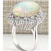 Image 3 : 11.10 CTW Natural Opal And Diamond Ring 18K Solid White Gold