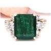 Image 1 : 5.25 CTW Natural Emerald 18K Solid Yellow Gold Diamond Ring