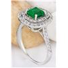 Image 4 : 2.10 CTW Natural Emerald 14K Solid White Gold Diamond Ring