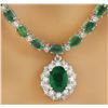 Image 1 : 27.16 CTW Emerald 18K Yellow Gold Diamond Necklace