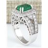 Image 5 : 3.17 CTW Natural Emerald 18K Solid White Gold Diamond Ring