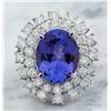 Image 1 : 9.00 CTW Tanzanite 18K White Gold Diamond Ring