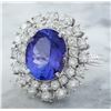 Image 2 : 9.00 CTW Tanzanite 18K White Gold Diamond Ring