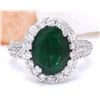 Image 1 : 3.80 CTW Natural Emerald 14K Solid White Gold Diamond Ring
