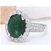 Image 2 : 3.80 CTW Natural Emerald 14K Solid White Gold Diamond Ring