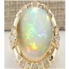 Image 1 : 14.98 CTW Natural Opal And Diamond Ring In 14K Yellow Gold
