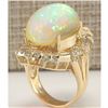Image 3 : 14.98 CTW Natural Opal And Diamond Ring In 14K Yellow Gold