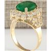 Image 3 : 5.30 CTW Natural Emerald And Diamond Ring In 14K Yellow Gold