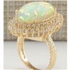 Image 3 : 10.38 CTW Natural Opal And Diamond Ring 14K Solid Yellow Gold
