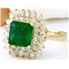 Image 2 : 2.90 CTW Natural Emerald 14K Solid Yellow Gold Diamond Ring