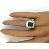Image 5 : 2.90 CTW Natural Emerald 14K Solid Yellow Gold Diamond Ring